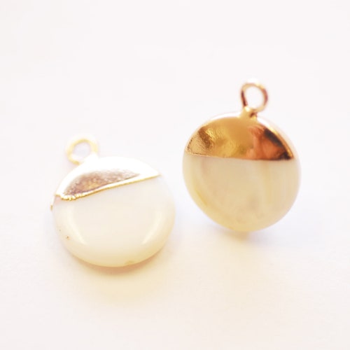 Freshwater Pearl Shell Drop Charm Natural Pearl 16K Gold Etsy
