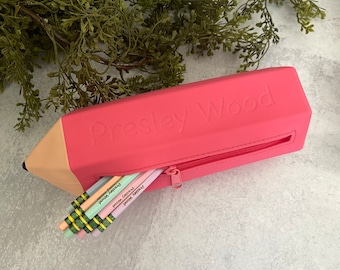 Personalized Pencil Case, Jelly Case, Pastel Pencils, Yellow Pencils, Neon Pencils, Engraved #2 Ticonderoga, Silicone Pencil Case