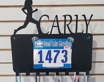 Soporte para medallas de corredor, soporte para dorsal de corredor, exhibidor de medallas de carrera, colgador de medallas de carrera, soporte para dorsal y medalla de carrera, soporte para dorsal de carrera