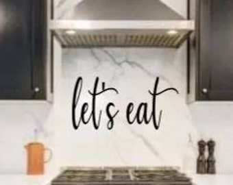 Letrero metálico "Comamos", decoración de pared para cocina, arte mural para cocina, decoración de pared para comedor, arte mural con palabras, letrero metálico con palabras, decoración de pared metálica