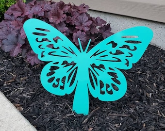Estaca de metal con forma de mariposa para jardín, decoración artística para jardín, decoración para exteriores, estaca para jardín de flores, decoración floral, jardín zen, decoración de jardín con mariposas.