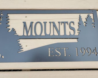 Letreros personalizados para cabañas de exterior, letrero de pino, letrero metálico personalizado para familias establecidas, regalos de boda para parejas, regalo de boda único