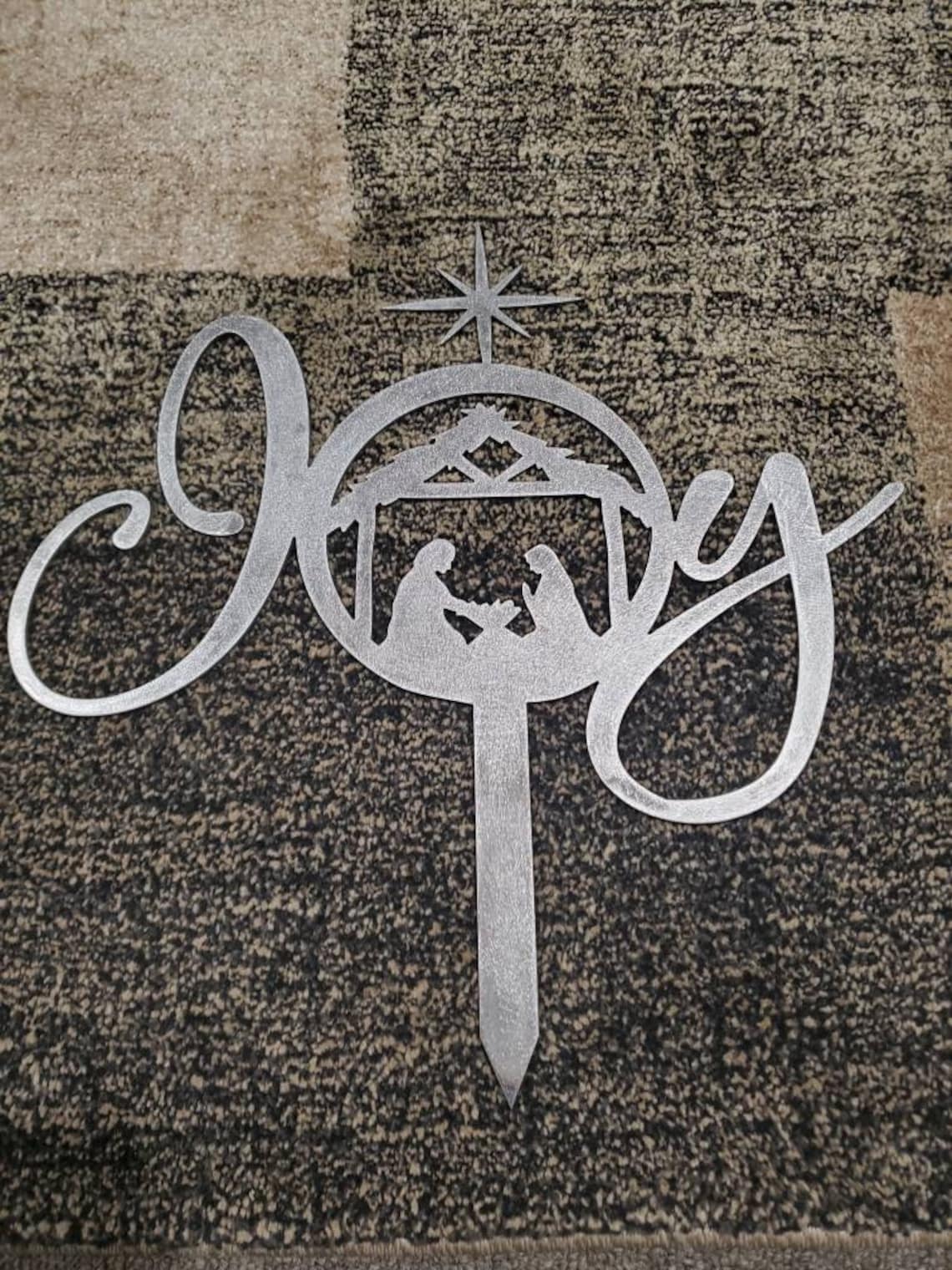 Joy Nativity Sign Joy Yard Sign Metal Nativity Scene Etsy