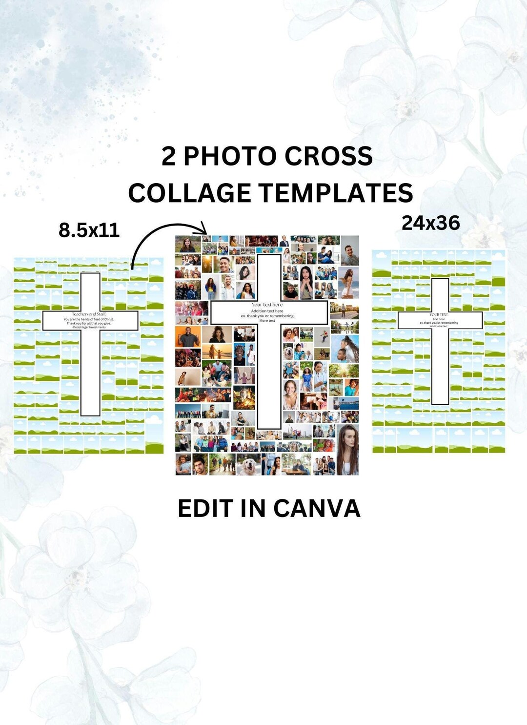 Collage Sample Cross 24x36 Photo Collage Template, 8.5 X 11 Collage Template, Cross Template ...