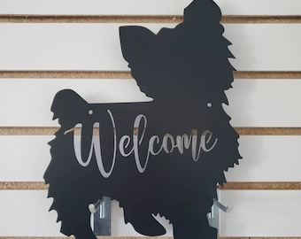 Letrero de Yorkshire Terrier, Yorkshire Terrier de metal, letrero de bienvenida de Yorkshire Terrier, decoración de Yorkshire Terrier, monumento conmemorativo de Yorkshire Terrier, estatua de jardín de Yorkshire Terrier, regalo para la dueña de un perro