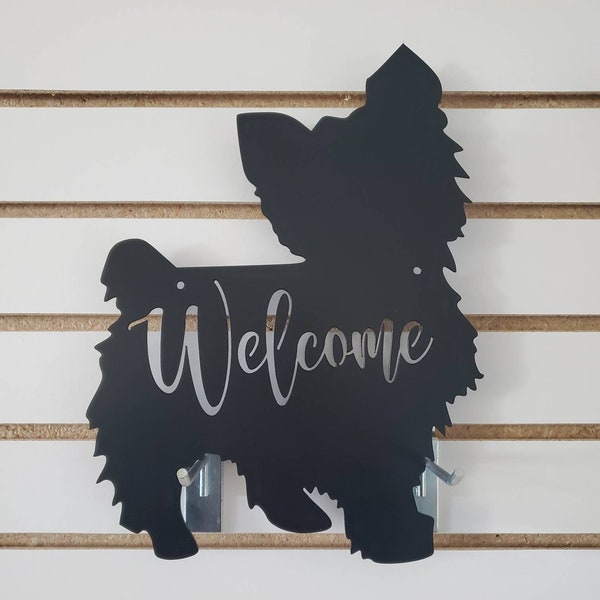 Yorkie sign, metal yorkie, yorkie welcome sign, yorkie decor, yorkie memorial, yorkie garden statue, gift for dog mom