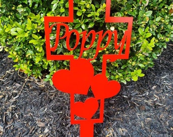 Cruz personalizada, estaca para cementerio, lápida, cruz de metal, estaca para jardín, recuerdo conmemorativo para exteriores, obsequio de condolencia por fallecimiento, obsequio funerario