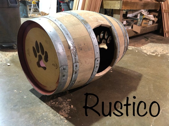 Wine barrel cheap dog kennel