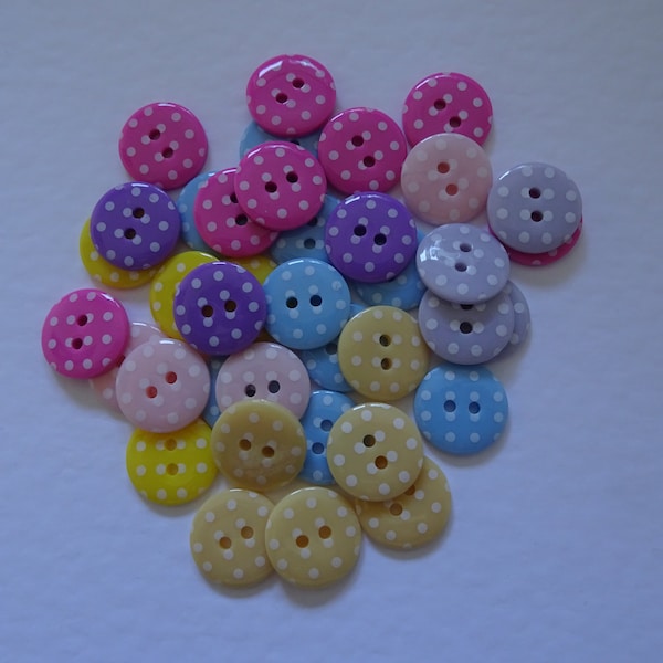 Spotty Buttons -Various Colours -  Size24, 15mm - Priced Per Pkt 5