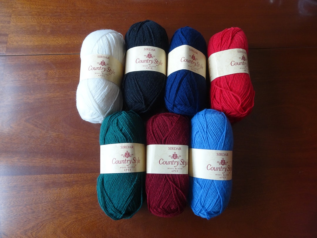 Sirdar Country Style Wool Blend 4 Ply 50g Ball 411 Cream, 417 Black