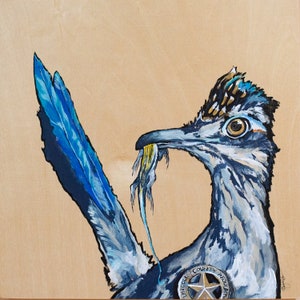 Regulador del Condado de Lincoln (Lincoln County Regulator) Arte de Correcaminos (Roadrunner Art) Arte de las aves ? Arte divertido ? Aves en abedul ? Impresión de bellas artes