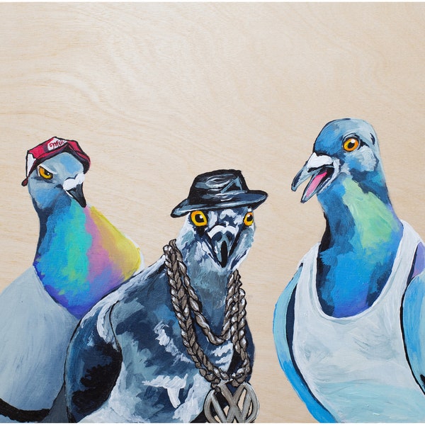 Only Under Hip-Hop Supervision, Alright? | Beastie Boys Bird Art | Bird Art | Funny Art | Bird Painting | Pigeon Art| Art Print