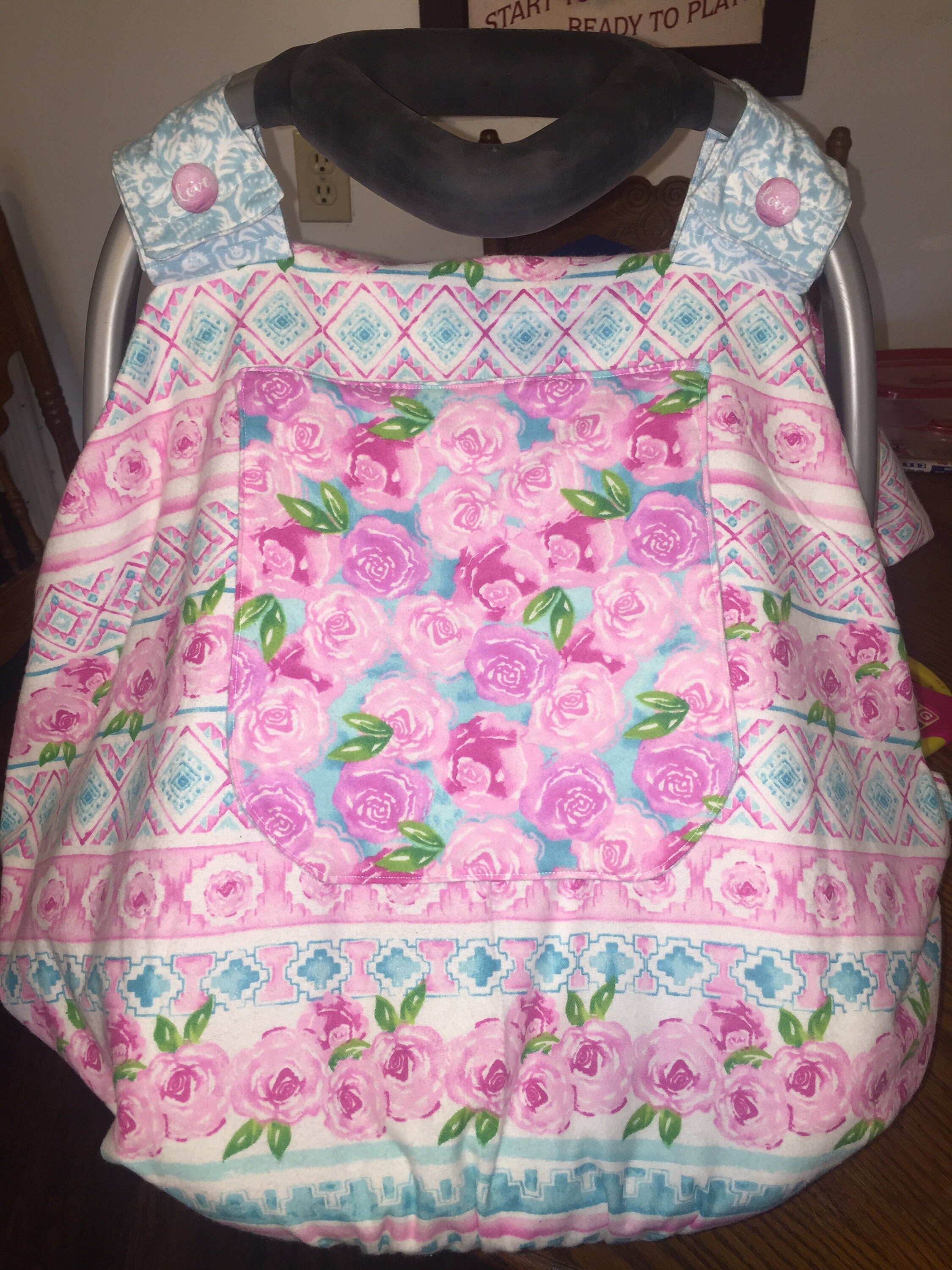 Floral Fitted Car Seat Canopy with Peek A Boo Window Etsy