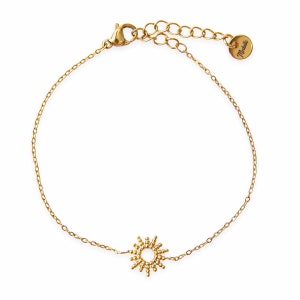 Delicada pulsera de solcito en acero inoxidable de oro de 18K, pulsera minimalista, pulsera de acumulación, pulsera de oro imagen 4