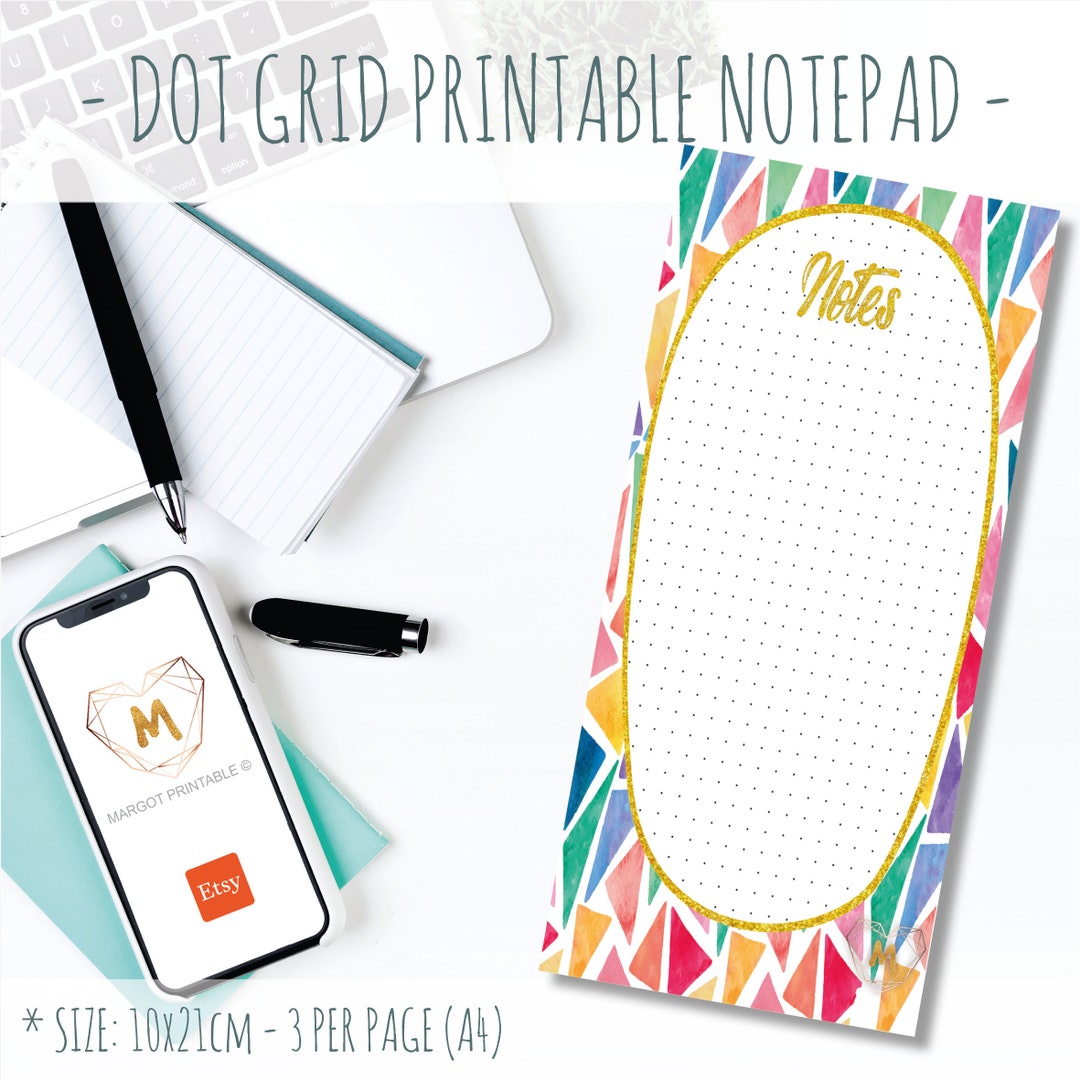 Dot Grid Printable Notepad A4 Watercolor Colorful Rainbow to Do List ...
