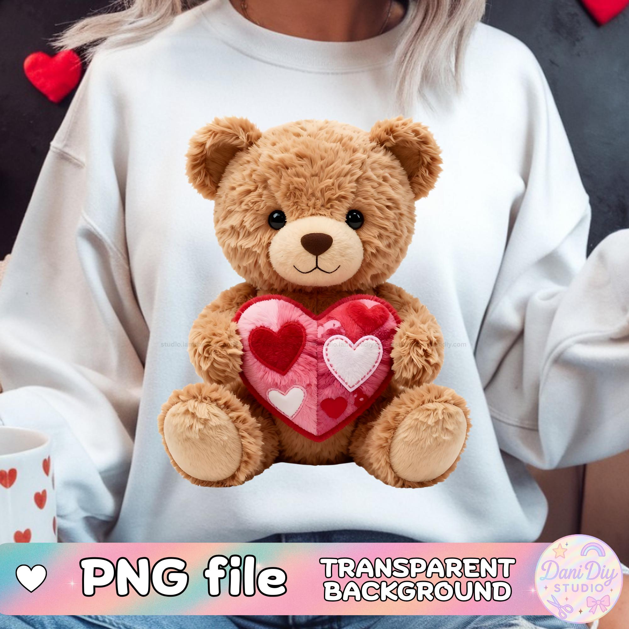 Teddy Bear Valentine PNG, Cute Bear Holding Heart Clipart, Kawaii ...