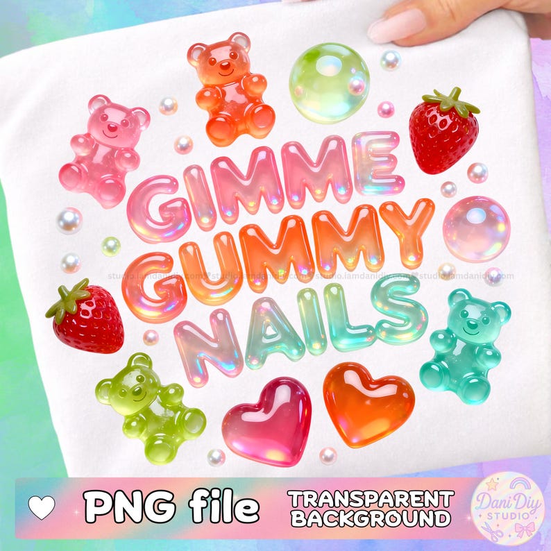 Gimme Gummy Nails PNG, Nail Tech PNG, Gummy Bear Nails Design, Cute ...