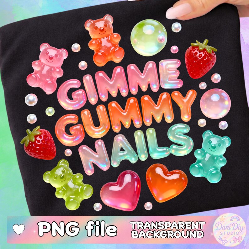 Gimme Gummy Nails PNG, Nail Tech PNG, Gummy Bear Nails Design, Cute ...