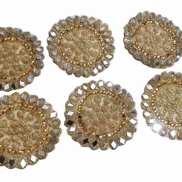 Set of 12 Indian Kundan, Beaded, Real Mirror Work Lehanga Patch Saree Patch Blouse Patch Indian Big Patch Decorative Applique Handmade