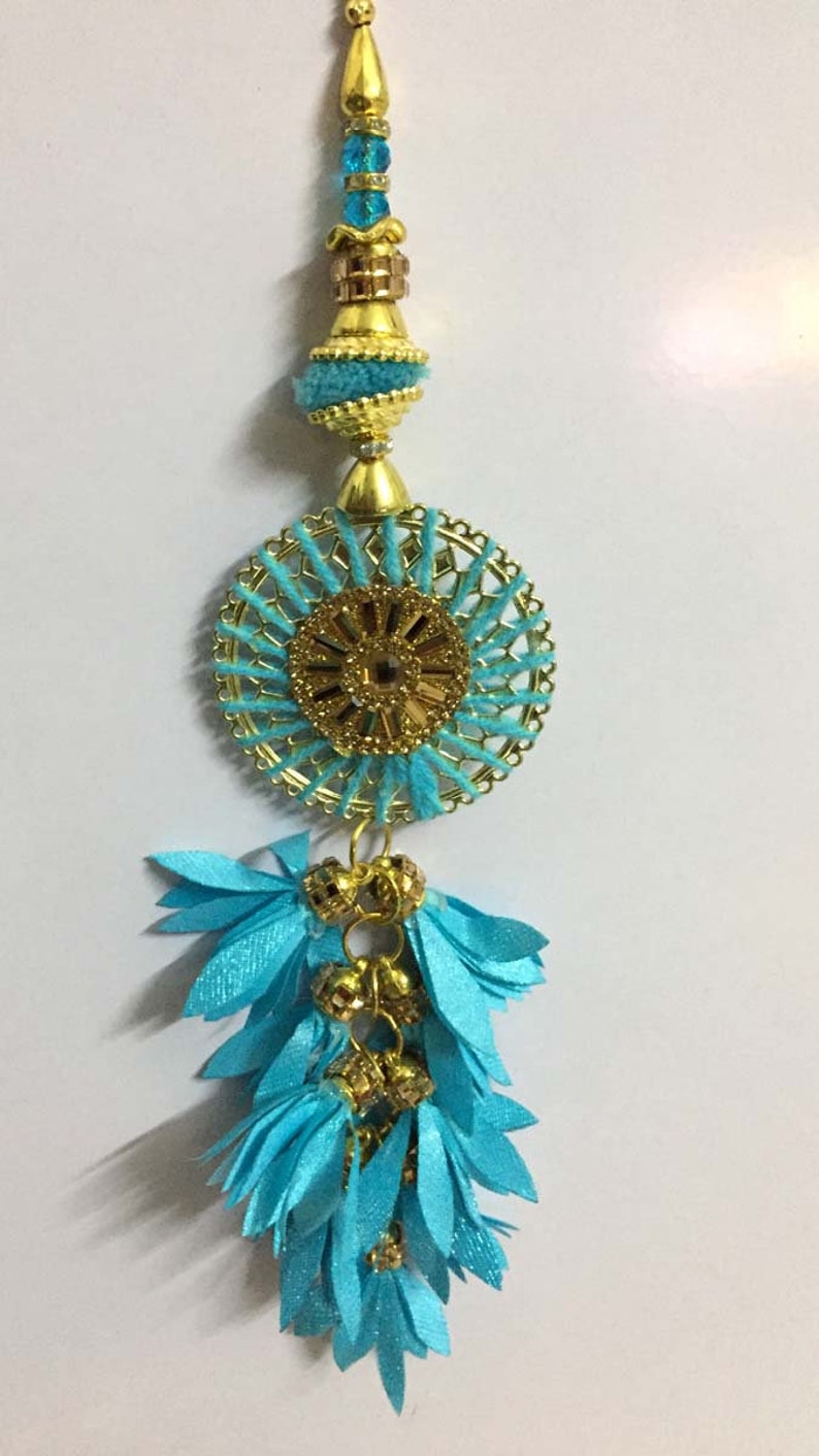 Indian Leaf Cut Sky Blue Tassels Boho Hippie Jewelery Making Ethnic Latkans Craft Sewing Home Decor Dress Material Embellishments