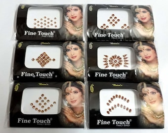 Paquete completo de 36 lotes surtidos de cristales multicolores Bindi para mujer, tatuajes con cuentas en la frente, pegatinas Tikka face Bindi Fancy Bindi, paquete de 36 hojas