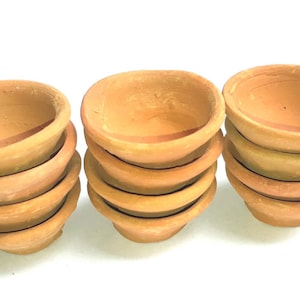 8 Set with Cotton Wicks Diya Clay Pot,Diwali Dipak Puja,lamp, Wick Burner Diya,Home Decor,Prayer Hindu India image 1