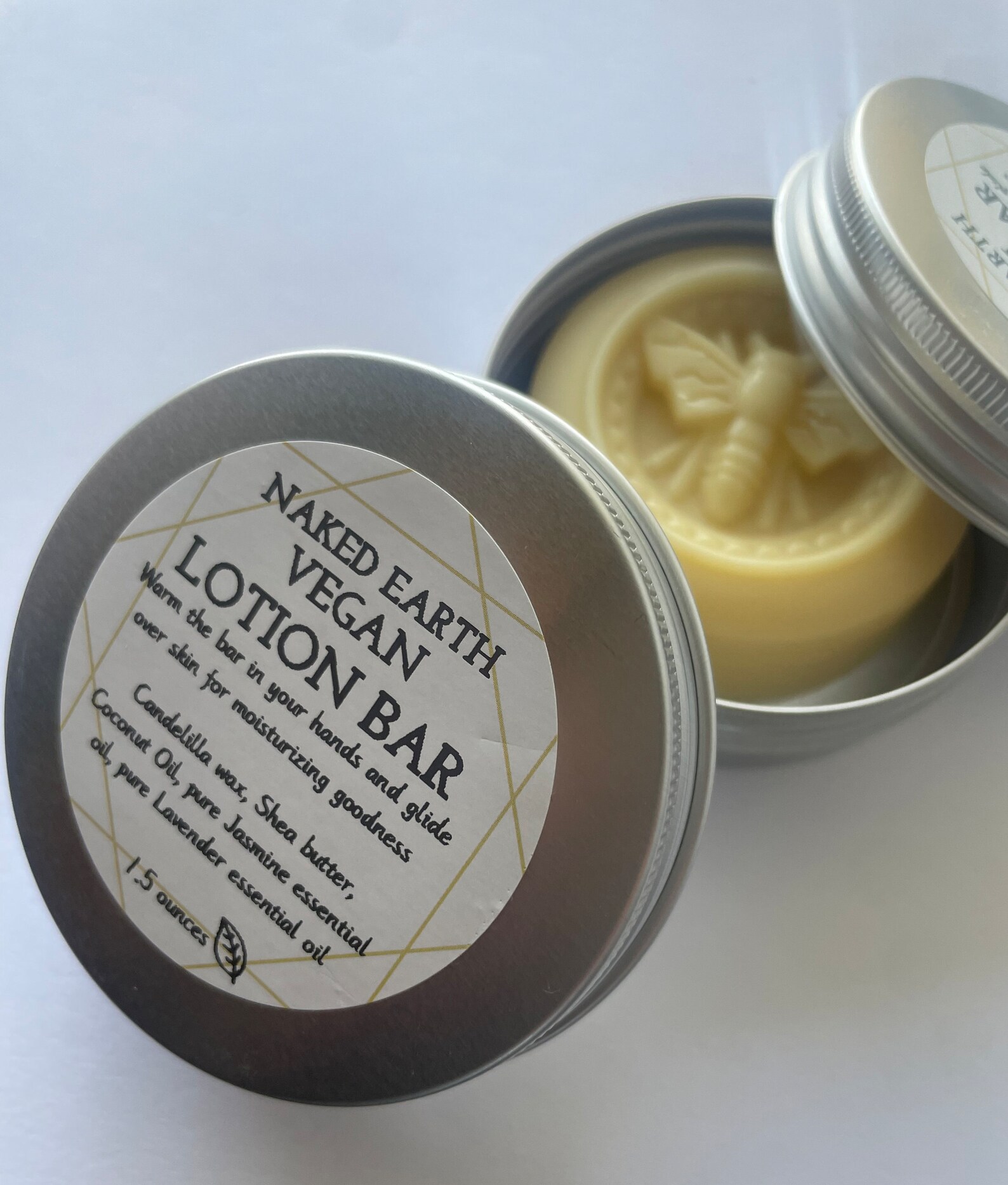 VEGAN Solid Lotion Bar Jasmine and Lavender Shea Butter Coconut Oil