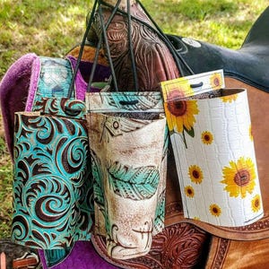 Leather bottle holders for saddles(horn or back cinch)