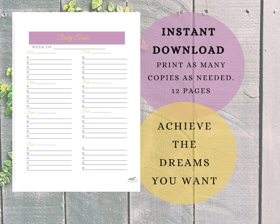 90-day Goals Printable Planner Instant Download - Etsy