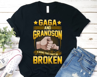 Camiseta de Gaga, camiseta de Gaga, regalo para Gaga, regalo del día de la madre, regalo de cumpleaños de Gaga, Gaga y su nieto, un vínculo que no se puede romper
