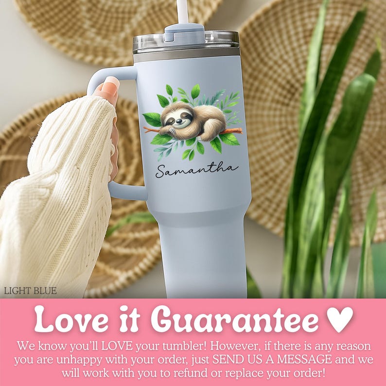 Sloth Handle Sloth Tumbler Personalized Sloth 40oz Tumbler With Handle Custom Sloth ...