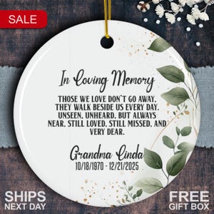 Personalized Memorial Christmas Ornament - Custom In Loving Memory Christmas Ornament - Memorial Gift for Loss of Mother or Father