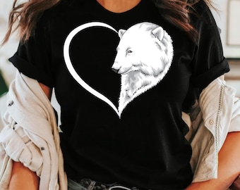 Polar bear Shirt Women, Polar bear Gifts, Polar bear Tshirt Girls, Polar bear T Shirt Kids, Polar bear T-Shirt, Cute Polar bear Heart Shirt
