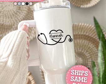 Nurse Tumbler Personalized Nurse 40oz Tumbler with Handle Custom Nurse Gift for Nurse Appreciation Gift for RN Gift Nurse Graduation Gift