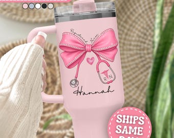 Nurse Tumbler Personalized Nurse 40oz Tumbler with Handle Custom Nurse Gift for RN Gift for Nurse Graduation Gift Nursing Student Gift 40 oz