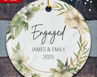 Engaged Ornament - Engagement Gifts For Couple Ornament Personalized - Custom Engagement Ornament - Engagement Date Gift - New Couple Gift