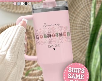 Vaso para madrina personalizado Vaso de 40 oz con asa Regalo personalizado para madrina para propuesta de madrina Vaso para madrina de 40 oz