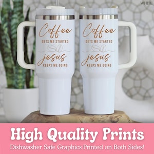 Coffee and Jesus Tumbler Personalized Coffee Lover 40oz Tumbler with Handle - Custom Coffee Jesus Tumbler - Coffee and Jesus Cup bild 5