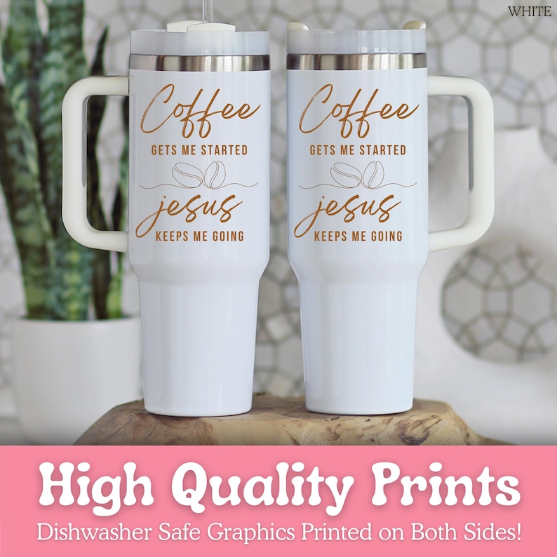 Coffee and Jesus Tumbler Personalized Coffee Lover 40oz Tumbler with Handle - Custom Coffee Jesus Tumbler - Coffee and Jesus Cup bild 5