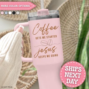 Coffee and Jesus Tumbler Personalized Coffee Lover 40oz Tumbler with Handle - Custom Coffee Jesus Tumbler - Coffee and Jesus Cup bild 7
