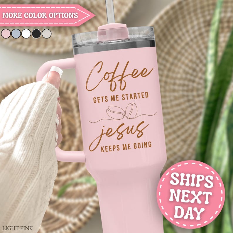 Coffee and Jesus Tumbler Personalized Coffee Lover 40oz Tumbler with Handle - Custom Coffee Jesus Tumbler - Coffee and Jesus Cup bild 7
