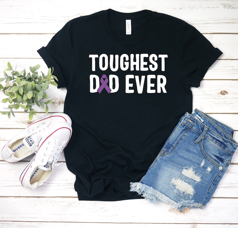 Toughest Dad Ever Shirt ∙ Pancreatic Cancer Awareness Shirt ∙ Pancreatic Cancer Shirt ∙ Purple Ribbon Shirt ∙ Pancreatic Cancer Gifts Bild 1