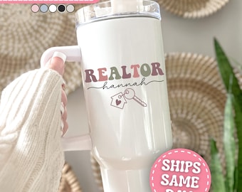 Realtor Tumbler Personalized Realtor 40oz Tumbler with Handle Custom Realtor Gifts for Realtor Closing Gift for Real Estate Agent Tumbler