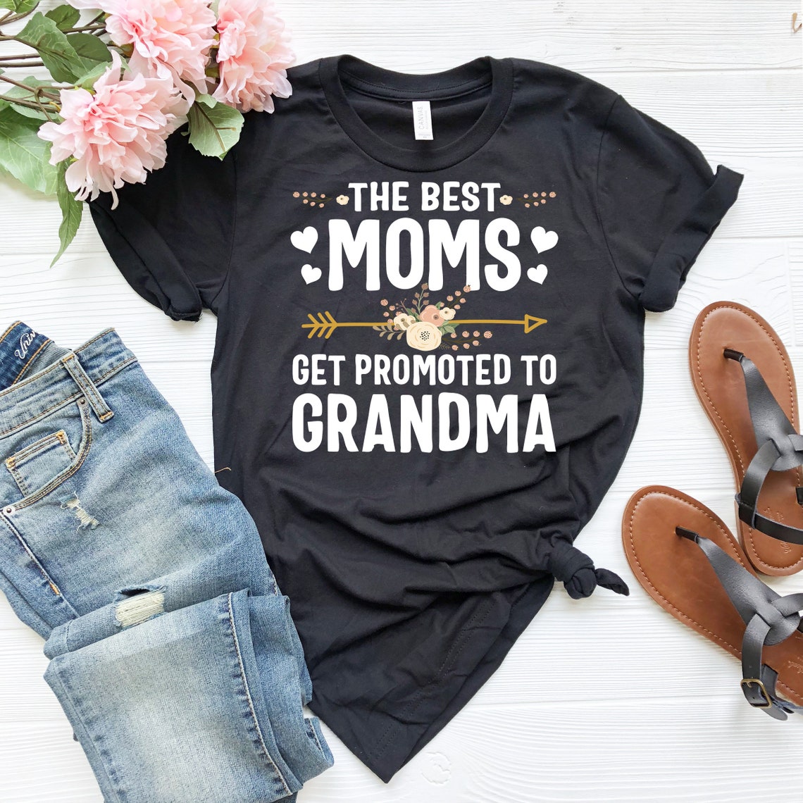 The Best Moms Get Promoted to Grandma Shirt Grandma Shirt | Etsy