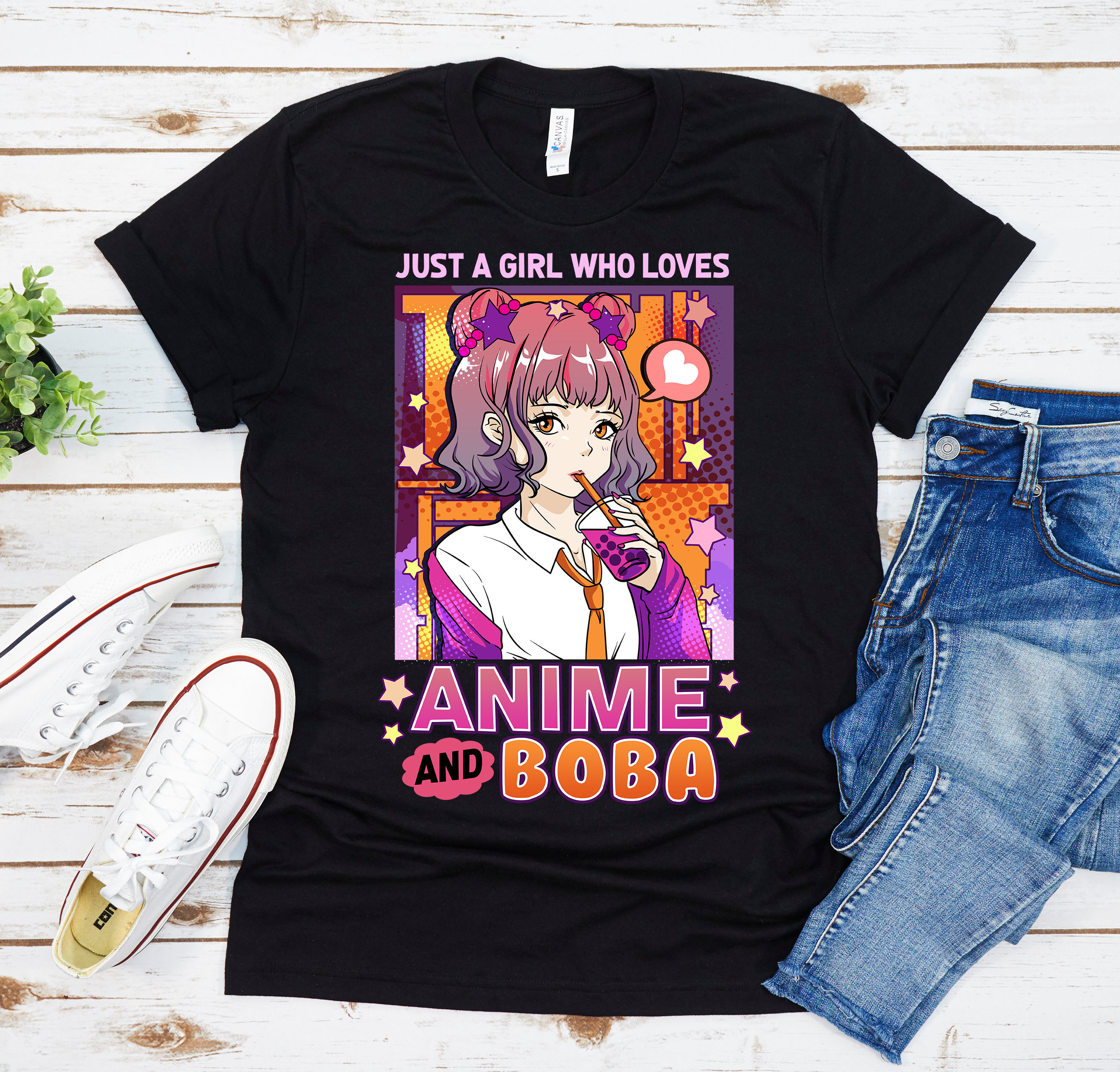 Just A Girl Who Loves Anime and Boba Shirt, Anime Shirt, Anime