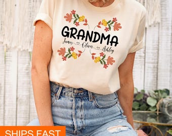 Personalized Grandma Shirt, Custom Grandma Gift, Gift For Grandma, Grandma Mothers Day Gift, Grandkids Name Shirt, Grandma Shirt With Names