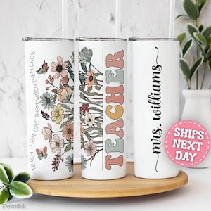Teacher Tumbler Personalized Teacher Name Tumbler for Teacher Custom Teacher Gifts for Teacher Cup for Teacher Tumbler with Name Retro 20oz