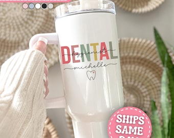 Dental Hygienist Tumbler Personalized Dental Hygienist 40oz Tumbler with Handle Custom Dental Hygienist Gifts Dental Hygienist Cup RDH Gift