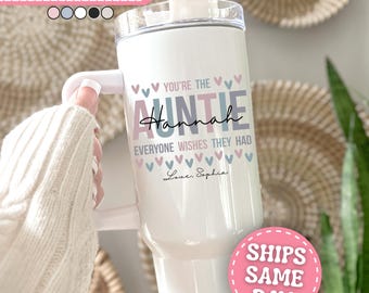 Auntie Tumbler - Auntie Gifts Personalized - Auntie Birthday Gift For Aunt From Niece - Custom Auntie 40oz Tumbler with Handle - Auntie Cup