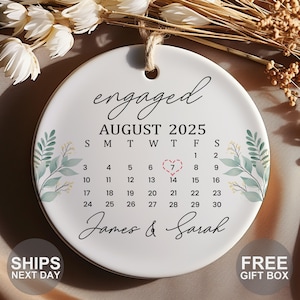 Engaged Ornament - Personalized Engagement Ornament - Custom Engagement Gifts For Couple - Engagement Date Gift - Engagement Announcement